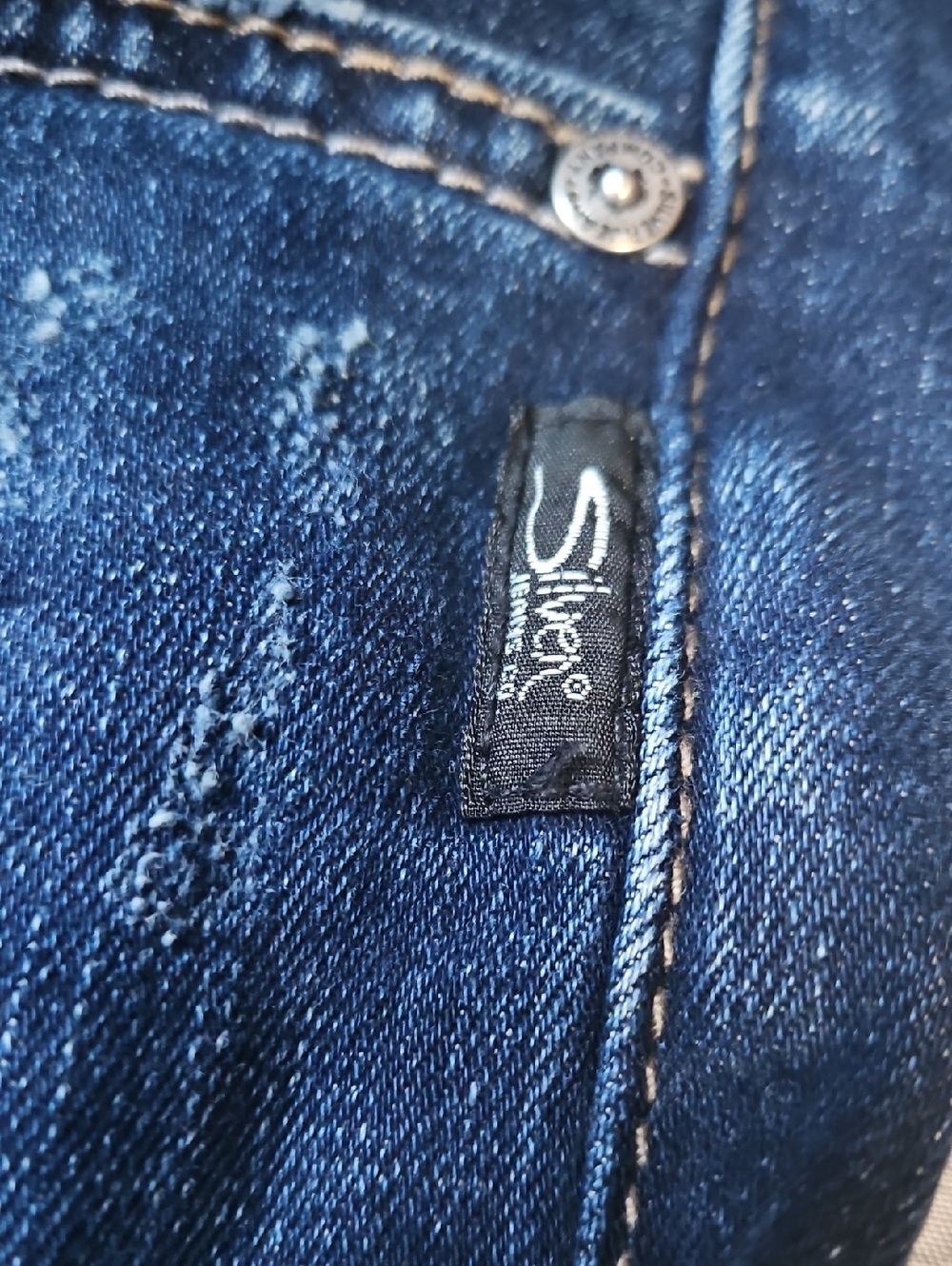 Silver Jeans Dark Blue Skinny Jeans with Distressed Pocket Boyfriend 26/29 EUC - Picture 7 of 14